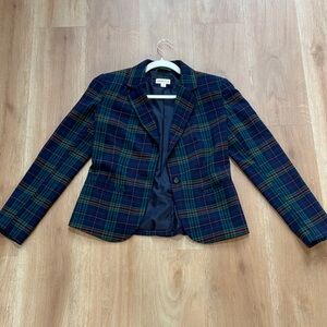 Merona Navy and Green Plaid Blazer